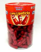 Nicht lieferbar: Vidal Crazy Lipsticks Red, Roter Zungenfrber Kaugummi, 200 Stck in Dose